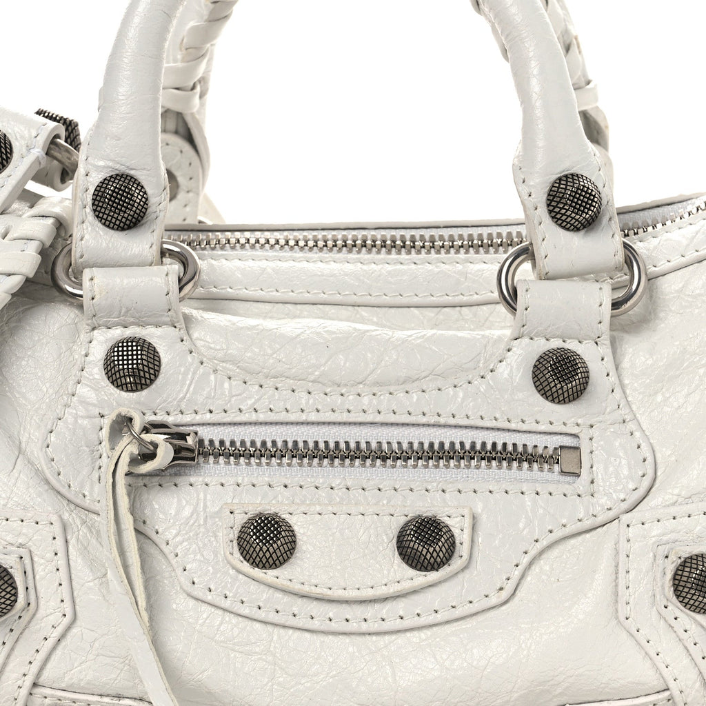 Balenciaga Agneau Arena Mini Le Cagole Duffle Crossbody Bag Optic White