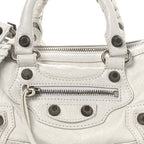 Balenciaga Agneau Arena Mini Le Cagole Duffle Crossbody Bag Optic White