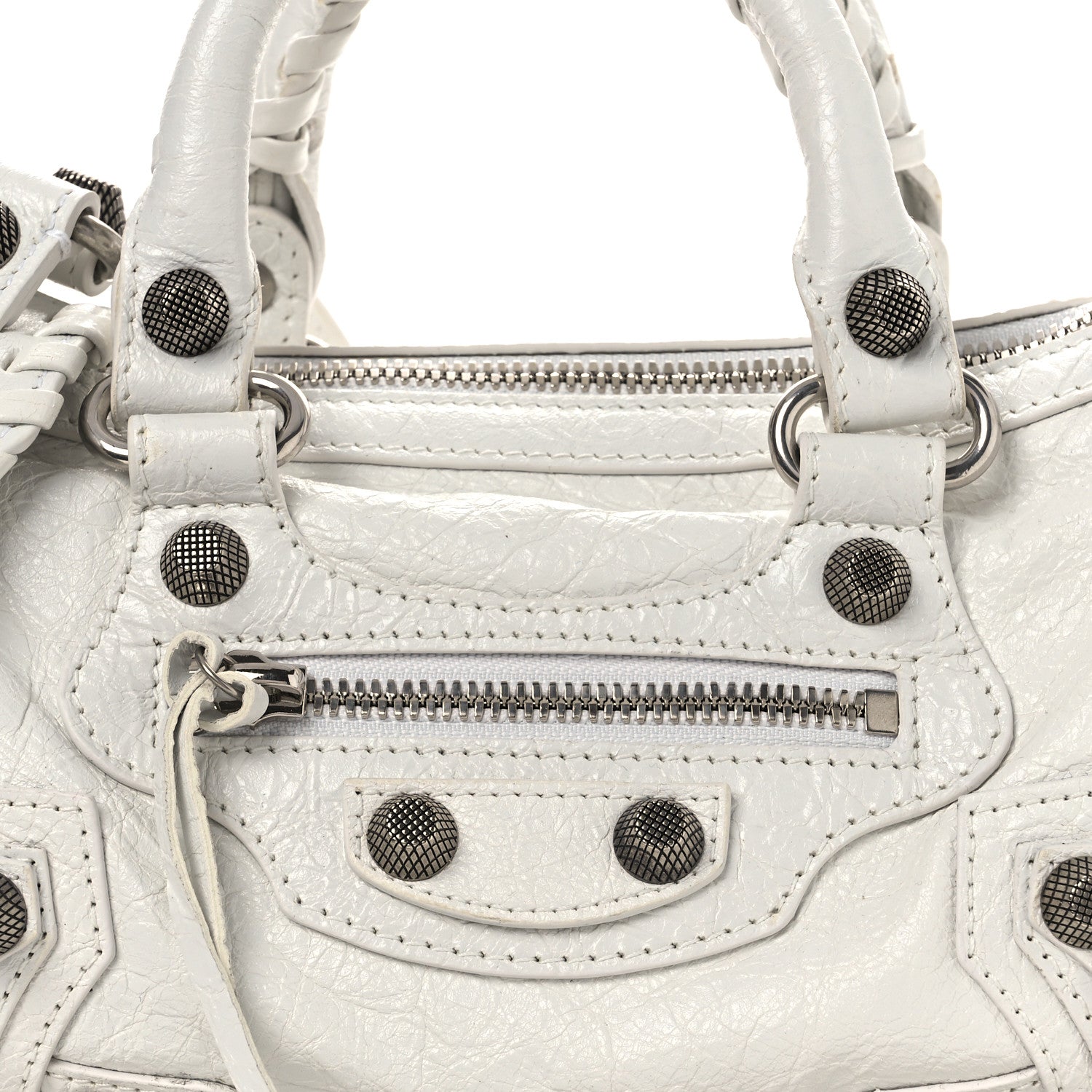 Balenciaga Agneau Arena Mini Le Cagole Duffle Crossbody Bag Optic White
