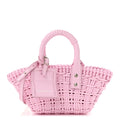 Balenciaga Faux Calfskin Braided Varnished XXS Bistro Basket Candy Pink