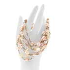 Chanel Pearl Bead CC Multi Strand Bracelet Gold Pink