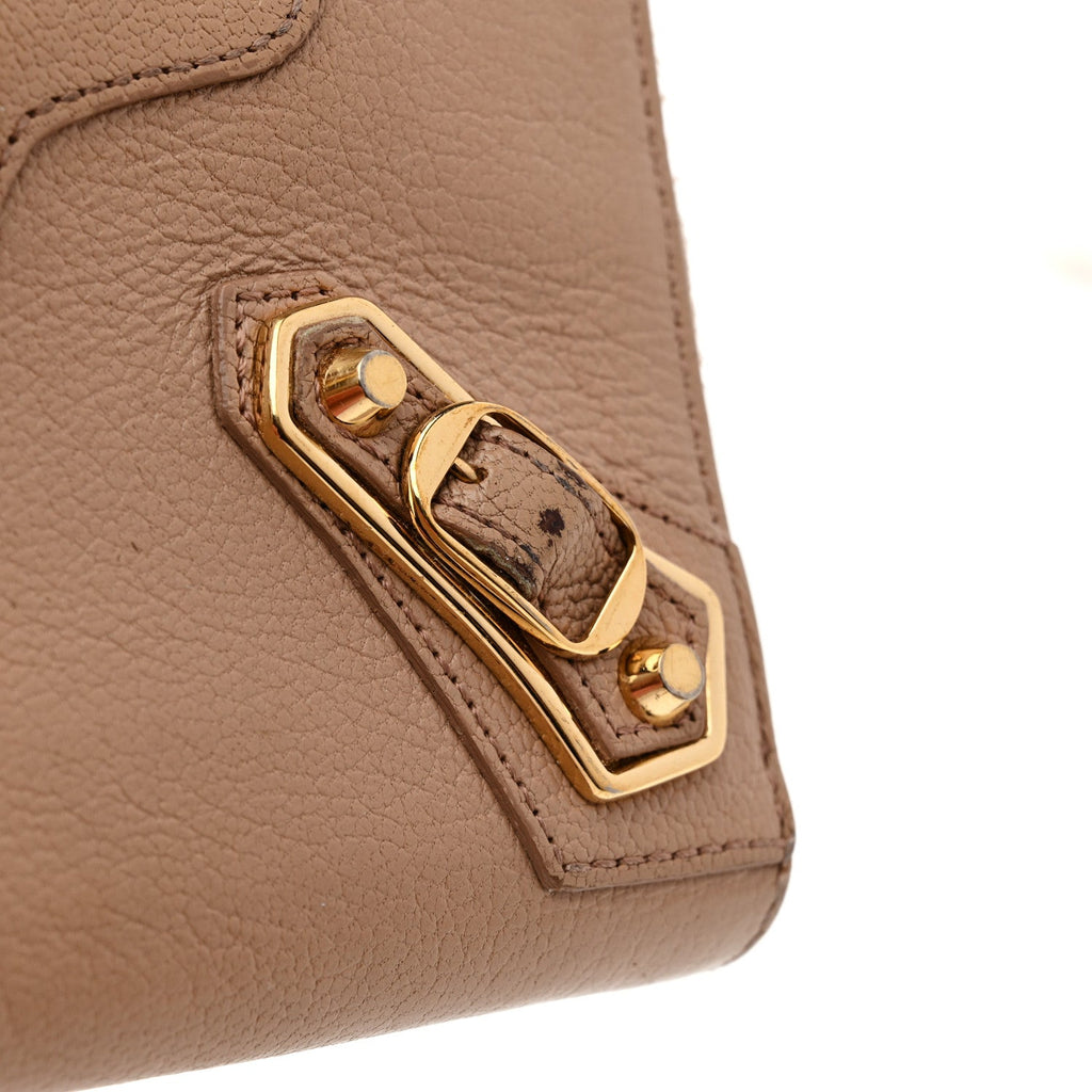 Balenciaga Chevre Gold Metallic Edge Hardware Continental Zip Around Wallet Rose Des Sables