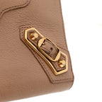 Balenciaga Chevre Gold Metallic Edge Hardware Continental Zip Around Wallet Rose Des Sables