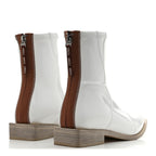 Fendi Glossy Neoprene FFrame Low Ankle Boots 37.5 White