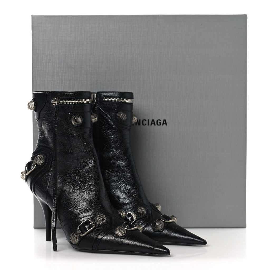 Balenciaga Agneau Arena Cagole 70mm Ankle Boots 35 Black
