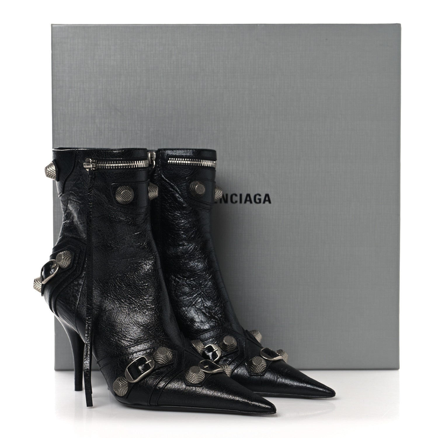 Balenciaga Agneau Arena Cagole 70mm Ankle Boots 35 Black