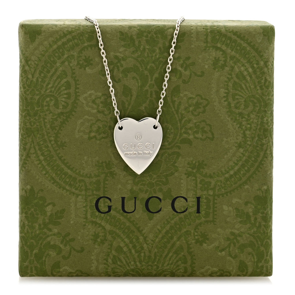 Gucci Sterling Silver Trademark Heart Pendant Necklace