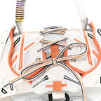 Balenciaga Faux Calfskin Fabric Glow In The Dark Small Sneakerhead Top Handle Bag White Orange