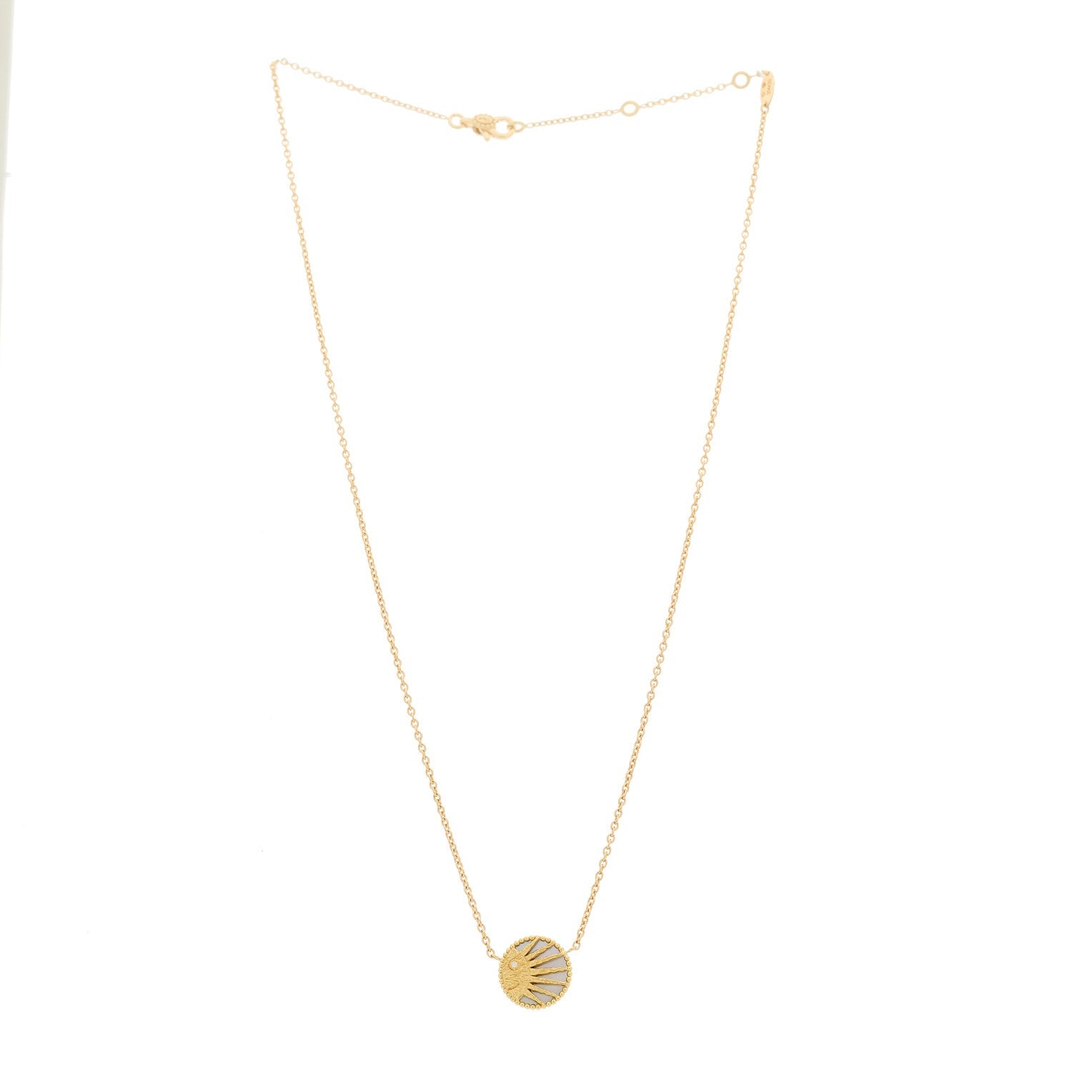 Christian Dior 18K Yellow Gold Diamond Black Onyx Mother of Pearl Rose Celeste Pendant Necklace