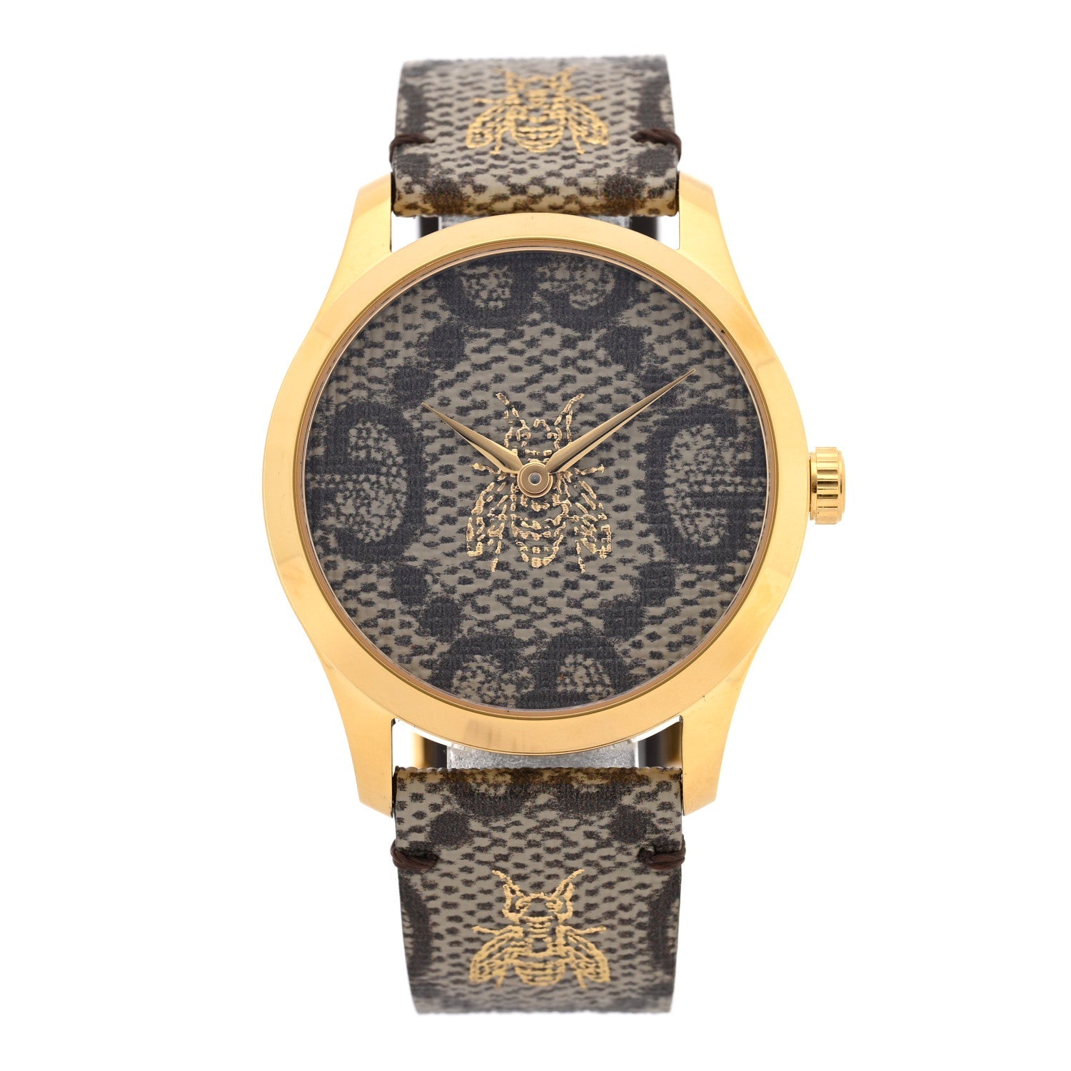 Gucci Stainless Steel Canvas 38mm G-Timeless GG Supreme Bee Quartz Watch Brown