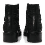 Chanel Grosgrain Tweed Pearl CC Combat Short Boots 39 Black
