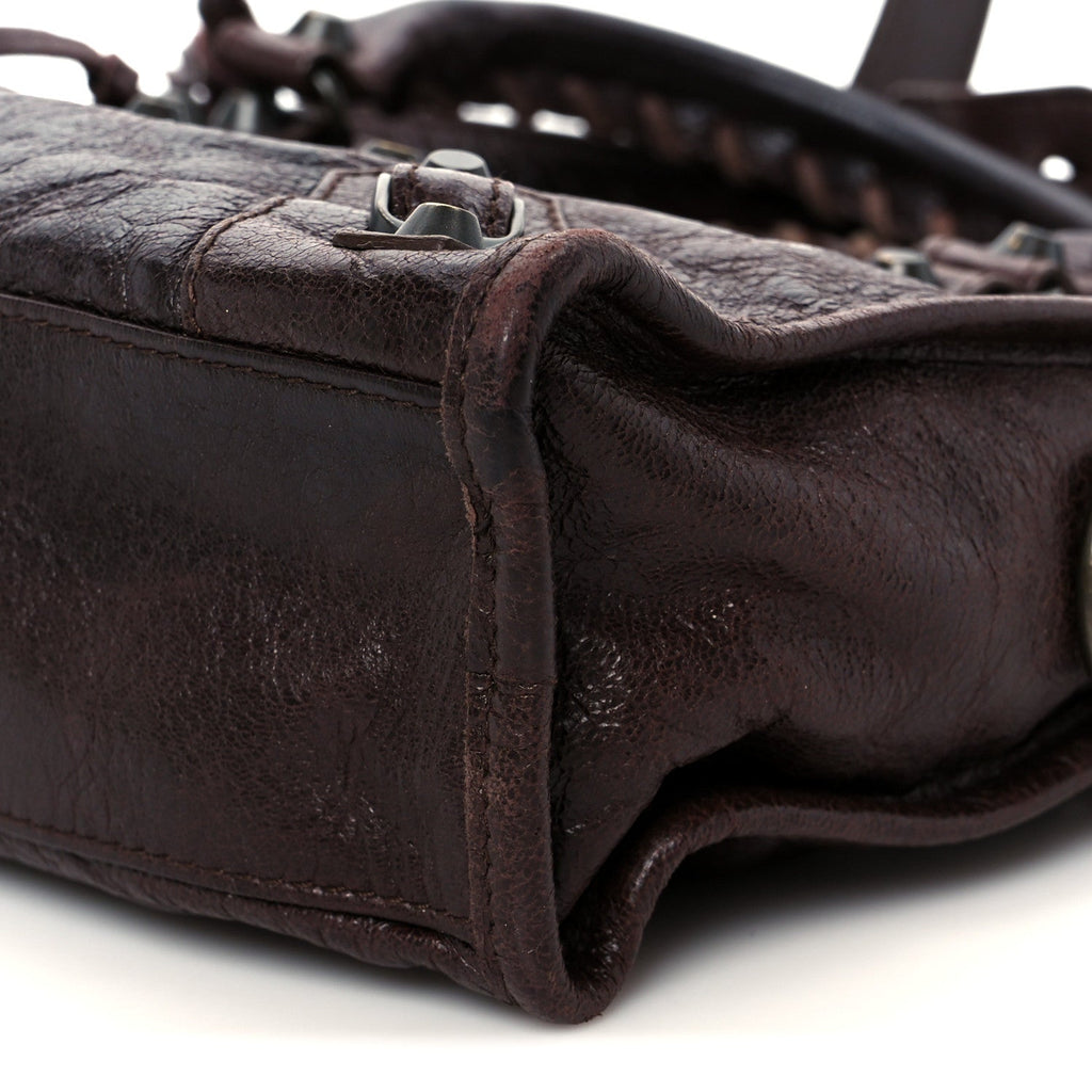 Balenciaga Agneau Classic Hardware Mini City Cigare Fonce