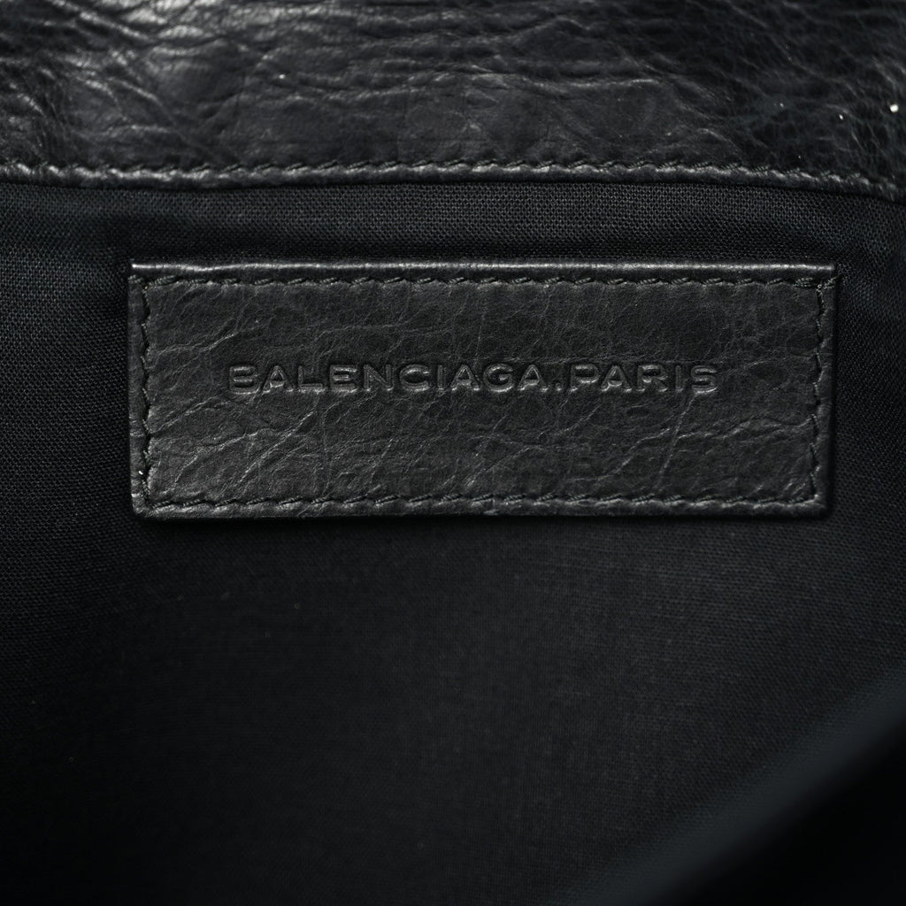 Balenciaga Agneau Giant 12 Silver Hardware Envelope Clutch Black
