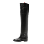 Gucci Calfskin Slim Horsebit Over The Knee High Boots 37 Black