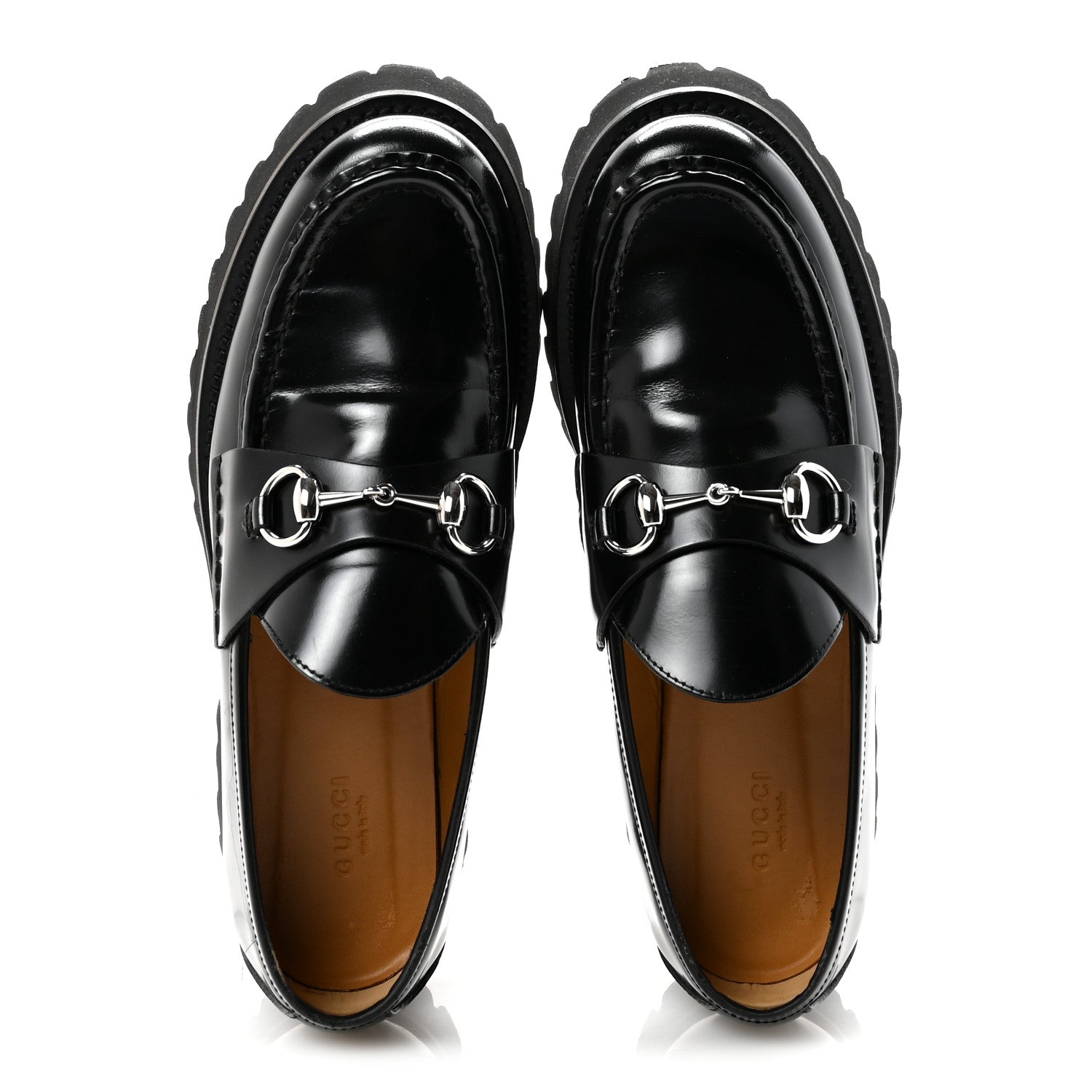 Gucci Cordovan Lux Womens Horsebit 45mm Platform Loafers 39 Black