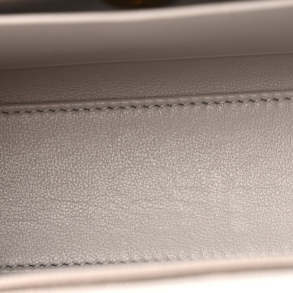 Chanel Shiny Aged Calfskin Quilted Nano Kelly Shopper Light Grey