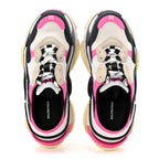 Balenciaga Fabric Mesh Womens Triple S Mule Sneakers 36 White Pink Black