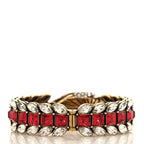 Gucci Metal Crystals Snake Bracelet S White Red