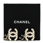 Chanel Resin Crystal Pearl CC Drop Earrings Black Gold