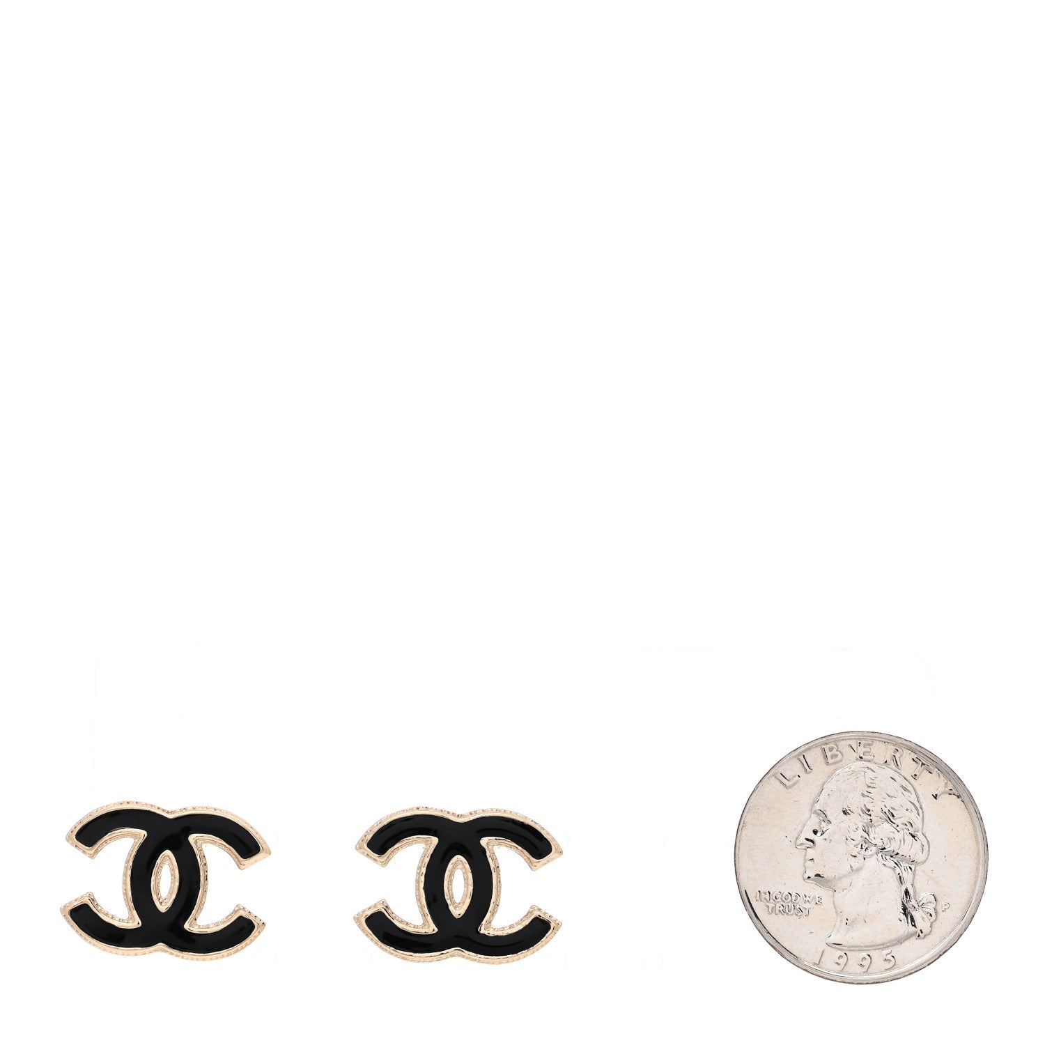Chanel Metal Enamel CC Earrings Black Gold
