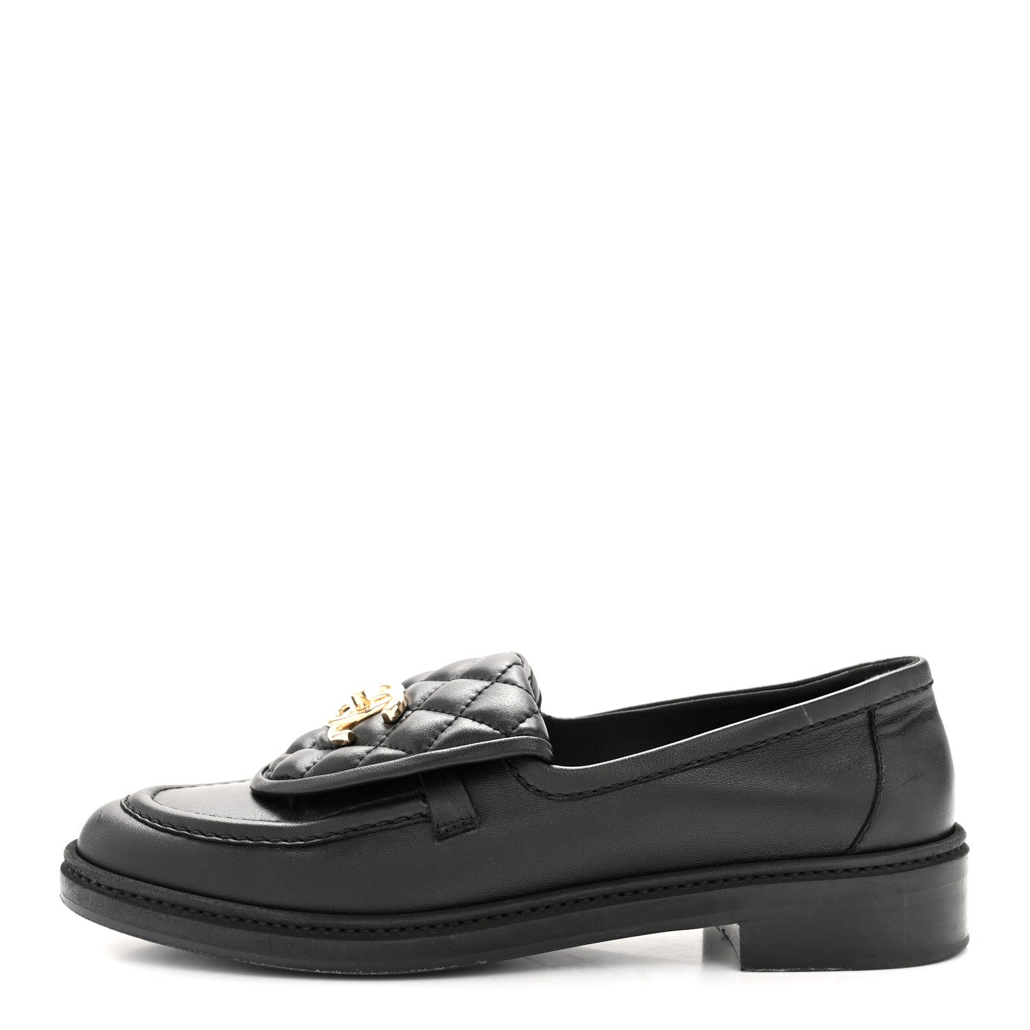 Chanel Lambskin Quilted CC Turnlock Loafers 38 Black