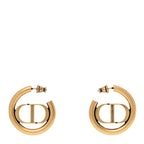 Christian Dior Metal 30 Montaigne Hoop Earrings Aged Gold