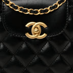 Chanel Shiny Aged Calfskin Quilted Nano Kelly Shopper Black