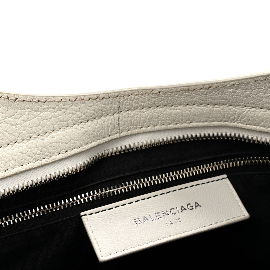 Balenciaga Chevre Silver Metallic Edge Hardware City White