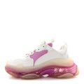 Balenciaga Fabric Mesh Clear Sole Womens Triple S Sneakers 37 White Pink