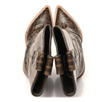 Fendi Glazed Fabric FF 1974 Cutwalk Ankle Boots 36 Mogano Panna