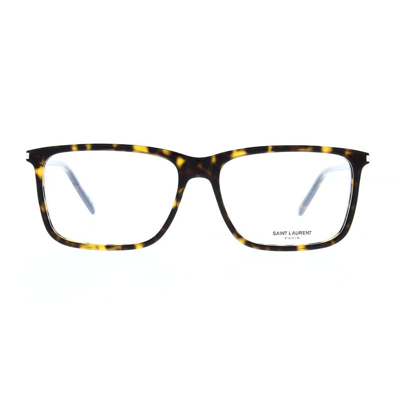 Saint Laurent Eyeglasses Square Full Rim, Havana Frame and Clear Demo Lenses Lens SL454005