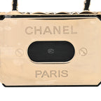Chanel Metal Resin Lambskin Flap Bag Long Necklace Gold Black