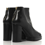 Chanel Crumpled Calfskin Cap Toe CC Ankle Boots 35.5 Black