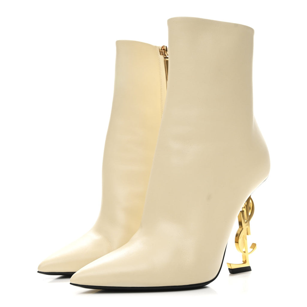 Saint Laurent Calfskin Opyum 110 Ankle Boots 38.5 Real Beige