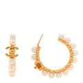 Chanel Pearl CC More Is More Small Hoop Earrings Gold