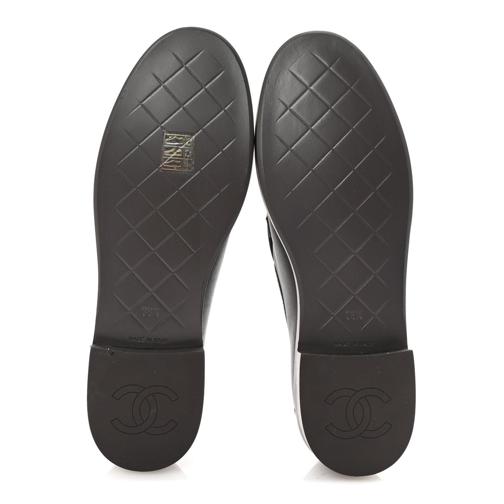 Chanel Lambskin Quilted CC Turnlock Loafers 38.5 Dark Brown