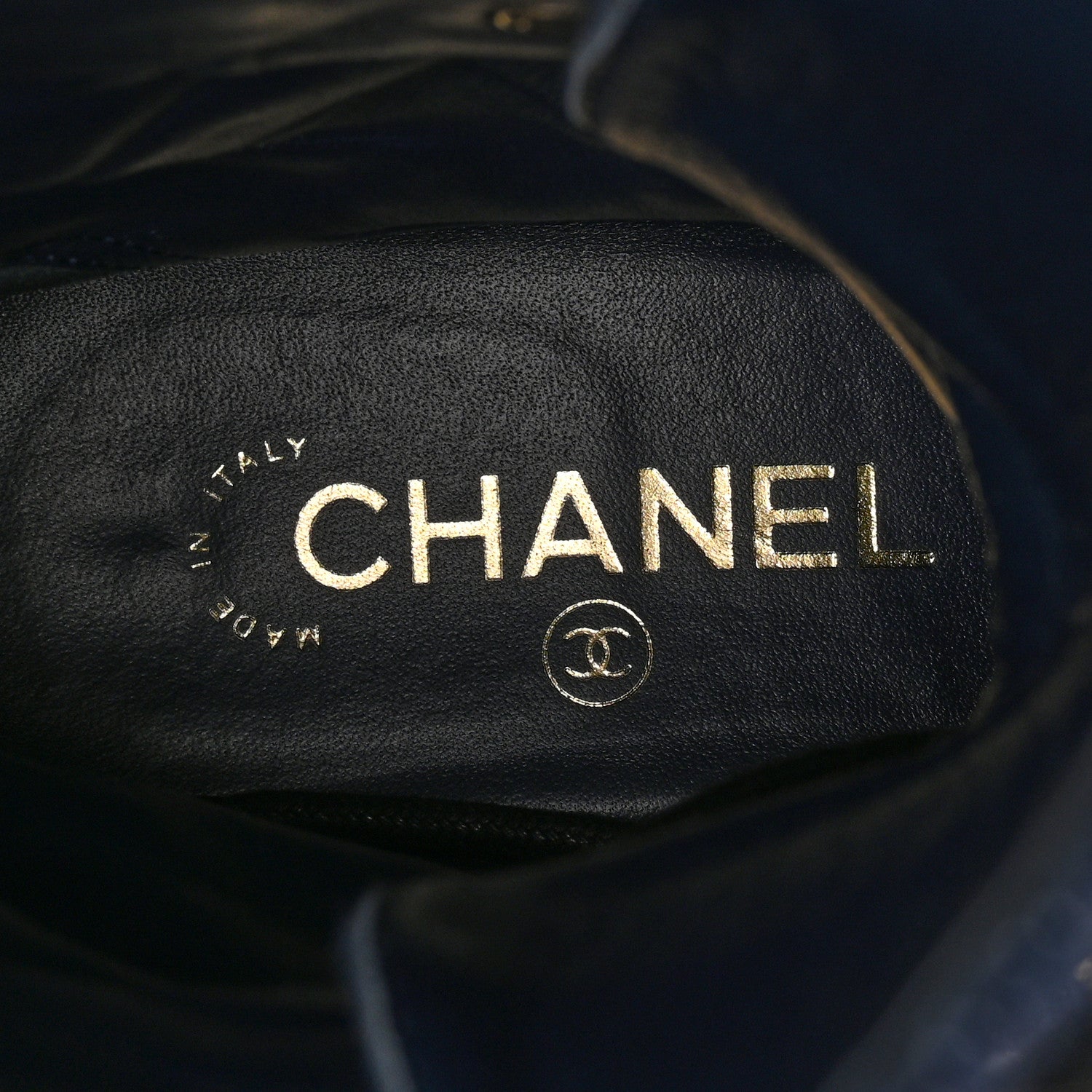Chanel Fabric Patent Lambskin Quilted CC Lace Up Combat Boots 37 Navy Blue Black