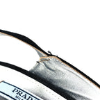 Prada Suede Crystal Block Heel Slingback Pump 37 Black
