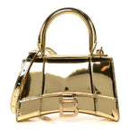 Balenciaga Mirror Calfskin Hourglass Top Handle Bag XS Gold