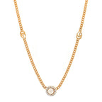 Gucci Crystal Pearl Double G Marmont Flower Necklace Gold