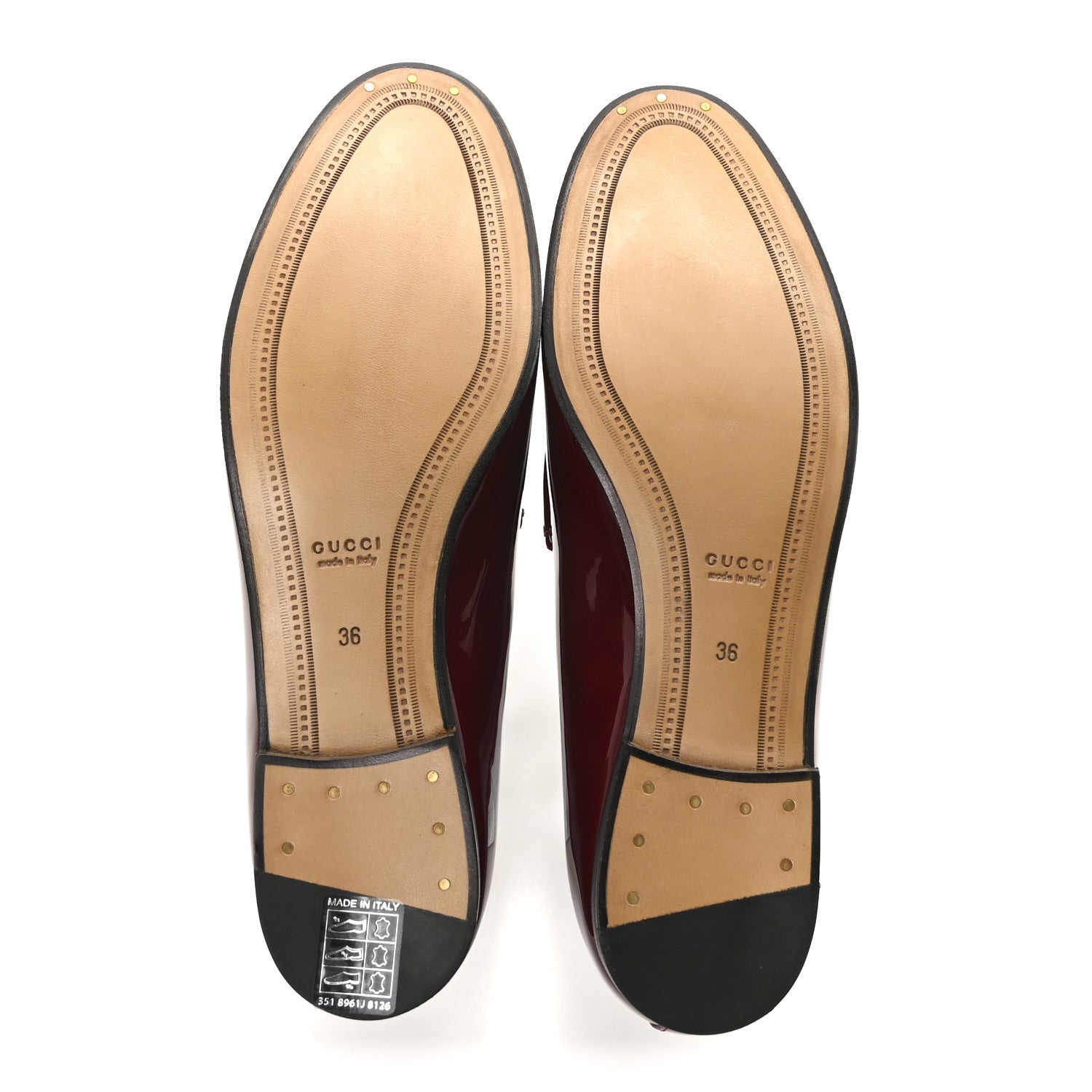 Gucci Vitello Vernice Soft Nappa Womens Jordaan Loafers 36 Rosso Ancora
