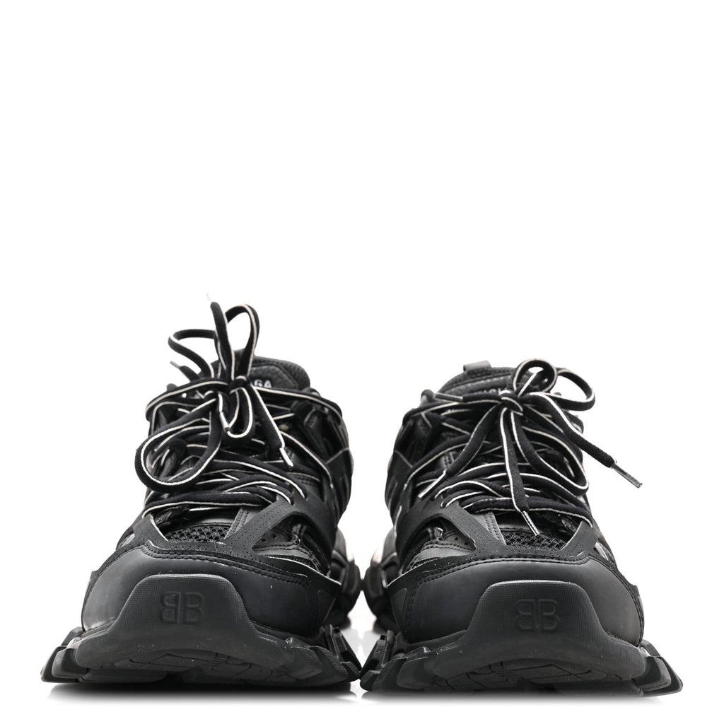 Balenciaga Mesh Nubuck Effect Fabric LED Womens Track Sneakers 37 Black