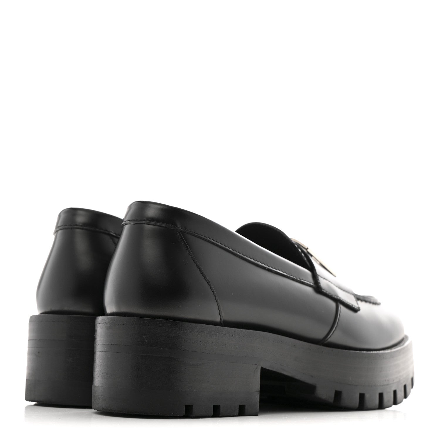 Chanel Calfskin Metal CC Loafers 35 Black