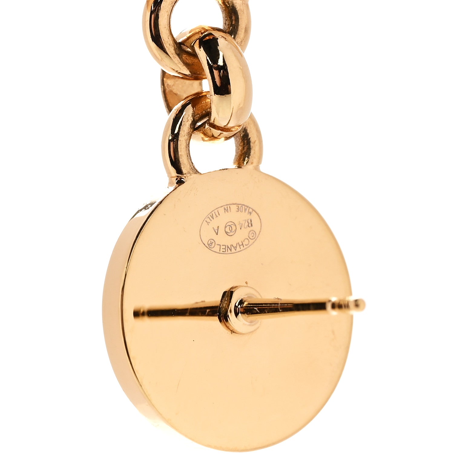 Chanel Metal Enamel Cha-Nel Logo Drop Earrings Gold Black