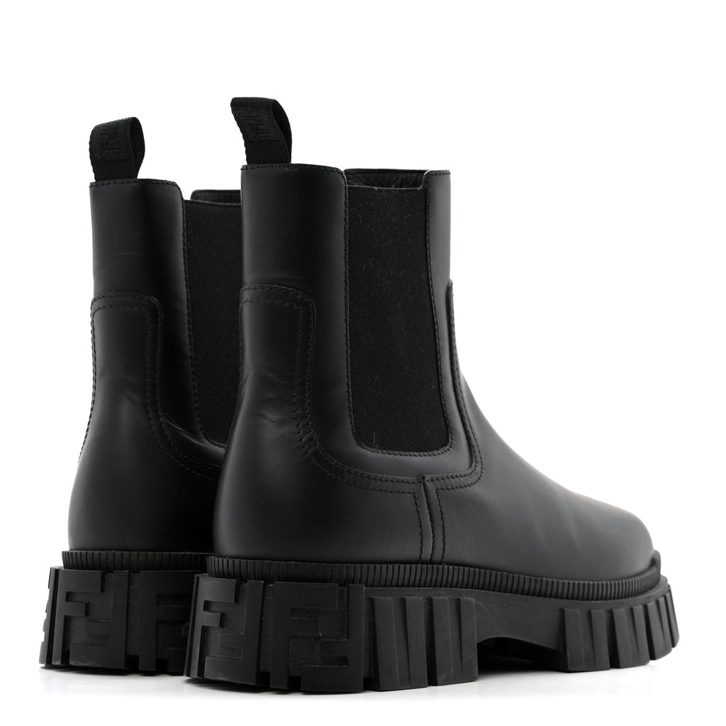 Fendi Calfskin Rubber Fendi Force Chelsea Boots 42 Black