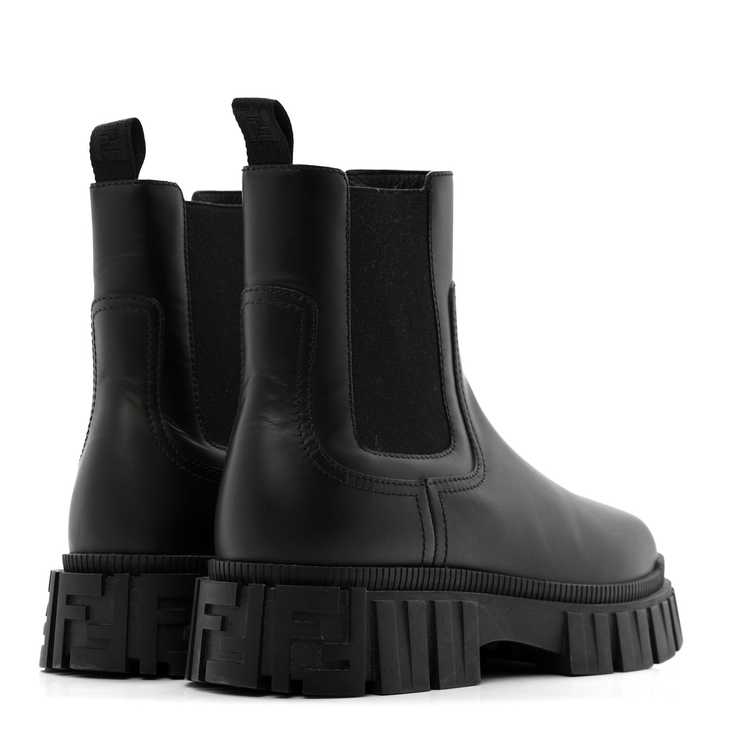 Fendi Calfskin Rubber Fendi Force Chelsea Boots 42 Black