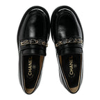 Chanel Calfskin Enamel Charms Mocassin Loafers 35.5 Black