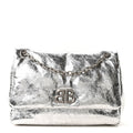 Balenciaga Metallized Arena Calfskin MIni Monaco Chain Shoulder Bag Silver
