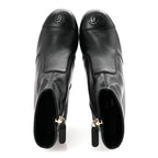 Chanel Stretch Lambskin Cap Toe CC Short Boots 35 Black