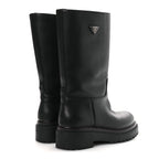 Prada Vitello Shearling Winter 2 Boots 39.5 Black
